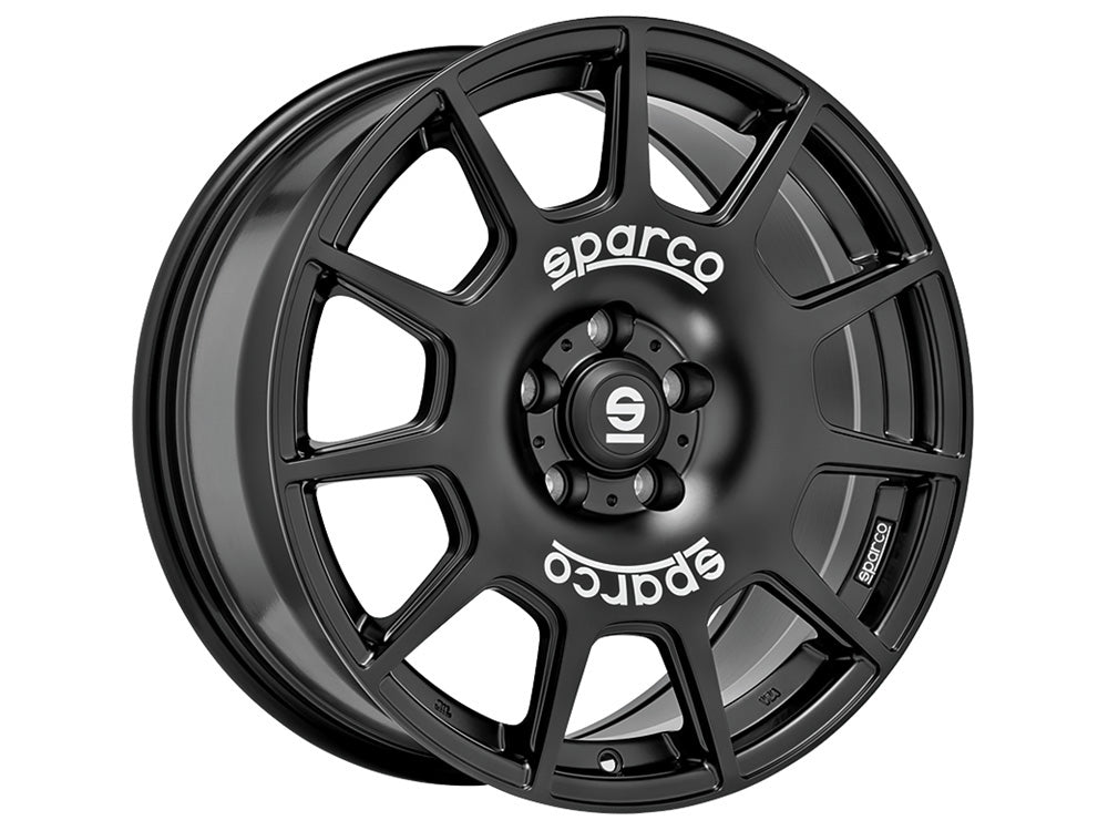 OZ RACING-SPARCO TERRA MATTE BLACK WHITE LETTERING WHEELS | 16X7 | 5X112 | OFFSET: 48MM | CB: 73.1MM