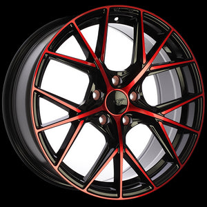 DAI A-SPEC GLOSS BLACK MACHINED FACE RED FACE WHEELS | 16X7 | 5X100 | OFFSET: 39MM | CB: 73.1MM