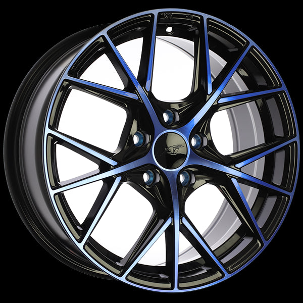 DAI A-SPEC GLOSS BLACK MACHINED FACE BLUE FACE WHEELS | 15X6.5 | 5X114.3 | OFFSET: 40MM | CB: 67.1MM