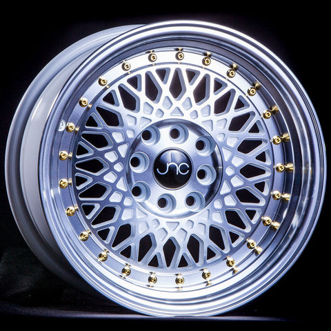 JNC JNC031 WHITE WITH MACHINED FACE WITH GOLD RIVETS WHEELS | 17X9 | 4X100/4X114.3 | OFFSET: 30MM | CB: 73.1MM