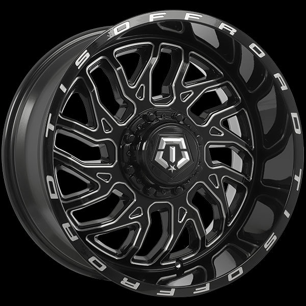 TIS 544 GLOSS BLACK - MILLED EDGE WHEELS | 22X12 | 6X135/6X139.7 | OFFSET: -44MM | CB: 108.1MM