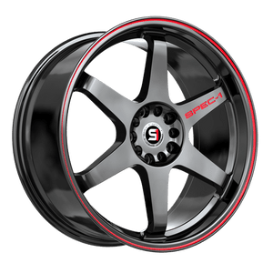 SPEC-1 RACING STP-33GBRL GLOSS BLACK AND RED LINE WHEELS | 17X8 | 5X100/5X114.3 | OFFSET: 38MM | CB: 73.1MM