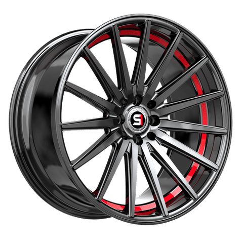 SPEC-1 RACING SP-69GBRU GLOSS BLACK AND RED UNDER CUT WHEELS | 18X8 | 5X110/5X114.3 | OFFSET: 38MM | CB: 73.1MM