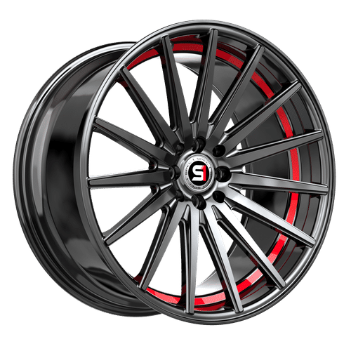 SPEC-1 RACING SP-69GBRU GLOSS BLACK AND RED UNDER CUT WHEELS | 18X8 | 5X112/5X114.3 | OFFSET: 38MM | CB: 73.1MM