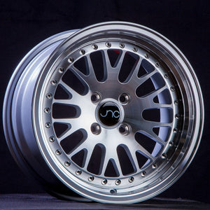 JNC JNC001 SILVER WITH MACHINED FACE WITH CHROME RIVETS WHEELS | 15X8 | 4X100 | OFFSET: 25MM | CB: 73.1MM