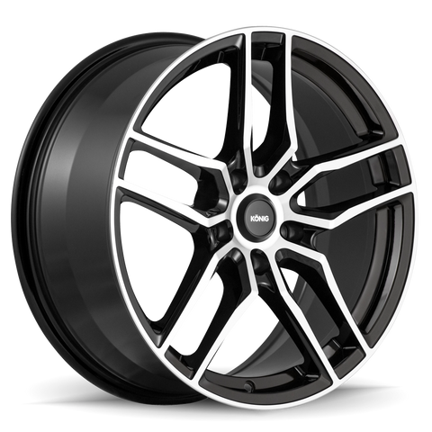KONIG INTENTION GLOSS BLACK WITH MACHINED FACE WHEELS | 17X8 | 5X114.3 | OFFSET: 45MM | CB: 73.1MM