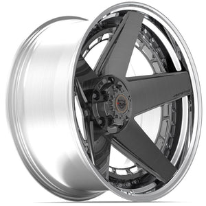 4PLAY 4PF5 BRUSHED WITH TINTED CLEAR CENTER AND POLISHED BARREL WHEELS | 24X14 | 8X165.1 | OFFSET: -76MM | CB: 124.9MM