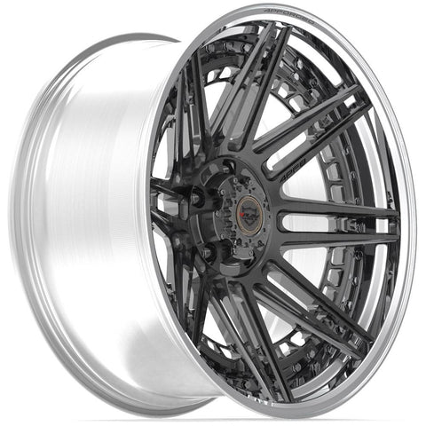 4PLAY 4PF8 BRUSHED WITH TINTED CLEAR CENTER AND POLISHED BARREL WHEELS | 22X10 | 6X135/6X139.7 | OFFSET: -18MM | CB: 106.1MM