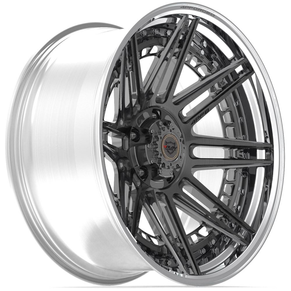 4PLAY 4PF8 BRUSHED WITH TINTED CLEAR CENTER AND POLISHED BARREL WHEELS | 24X14 | 8X165.1 | OFFSET: -76MM | CB: 124.9MM