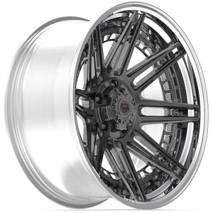 4PLAY 4PF8 BRUSHED WITH TINTED CLEAR CENTER AND POLISHED BARREL WHEELS | 24X14 | 8X170 | OFFSET: -76MM | CB: 124.9MM