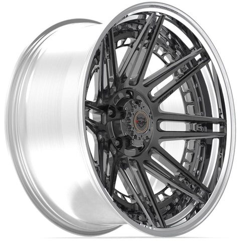 SET OF 4X WHEELS - 4PLAY 4PF8 BRUSHED WITH TINTED CLEAR CENTER AND POLISHED BARREL WHEELS | 24X14 | 8X165.1 | OFFSET: -76MM | CB: 124.9MM