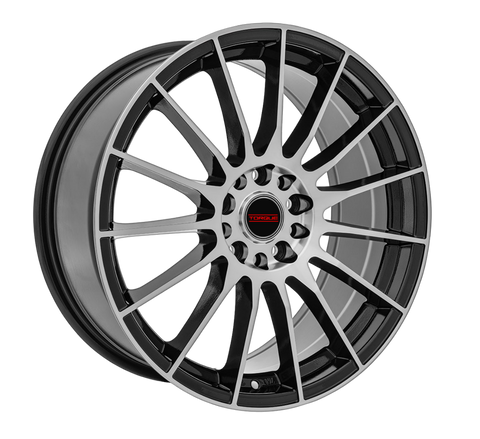 TORQUE LIGERO 5 GLOSS BLACK MACHINED FACE WHEELS | 18X8 | 5X105/5X114.3 | OFFSET: 40MM | CB: 73.1MM