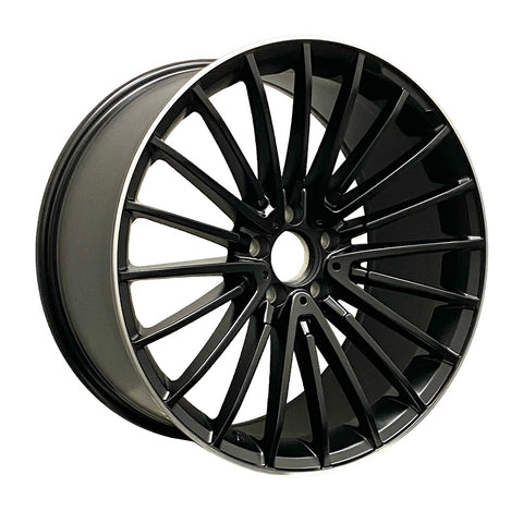 RAC REPLICA M19 MATTE BLACK WITH MACHINED LIP WHEELS | 19X8.5 | 5X112 | OFFSET: 32MM | CB: 66.6MM