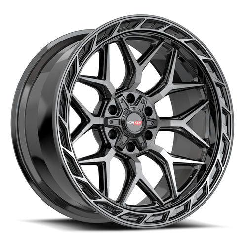 VORTEK VRP-504BDCDT BLACK DIAMOND CUT W AND DARK TINT WHEELS | 20X9 | 5X139.7/5X150 | OFFSET: 0MM | CB: 110.3MM