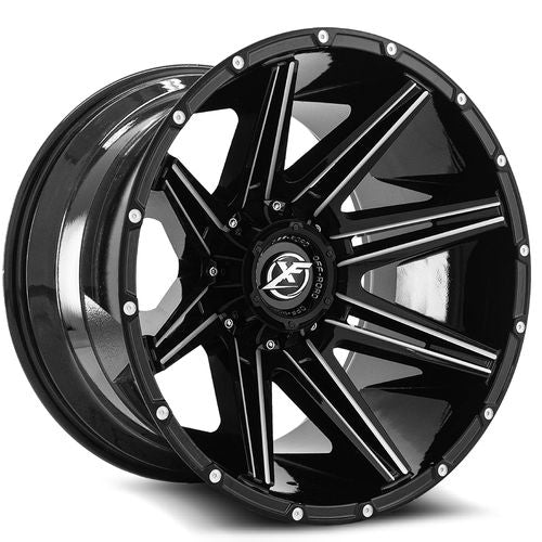 XF OFFROAD XF-220 GLOSS BLACK MILLED WHEELS | 18X9 | 5X127/5X139.7 | OFFSET: 0MM | CB: 78.1MM
