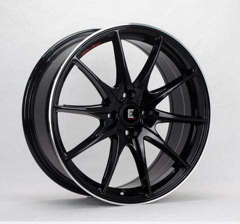 EVOLUTION 5203 GLOSS BLACK MACHINED LIP WHEELS | 16X7 | 5X100 | OFFSET: 38MM | CB: 73.1MM