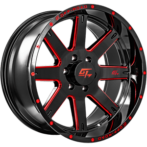 GT OFFROAD INVASION GLOSS BLACK MILLED RED WHEELS | 20X12 | 5X127 | OFFSET: -44MM | CB: 87.1MM