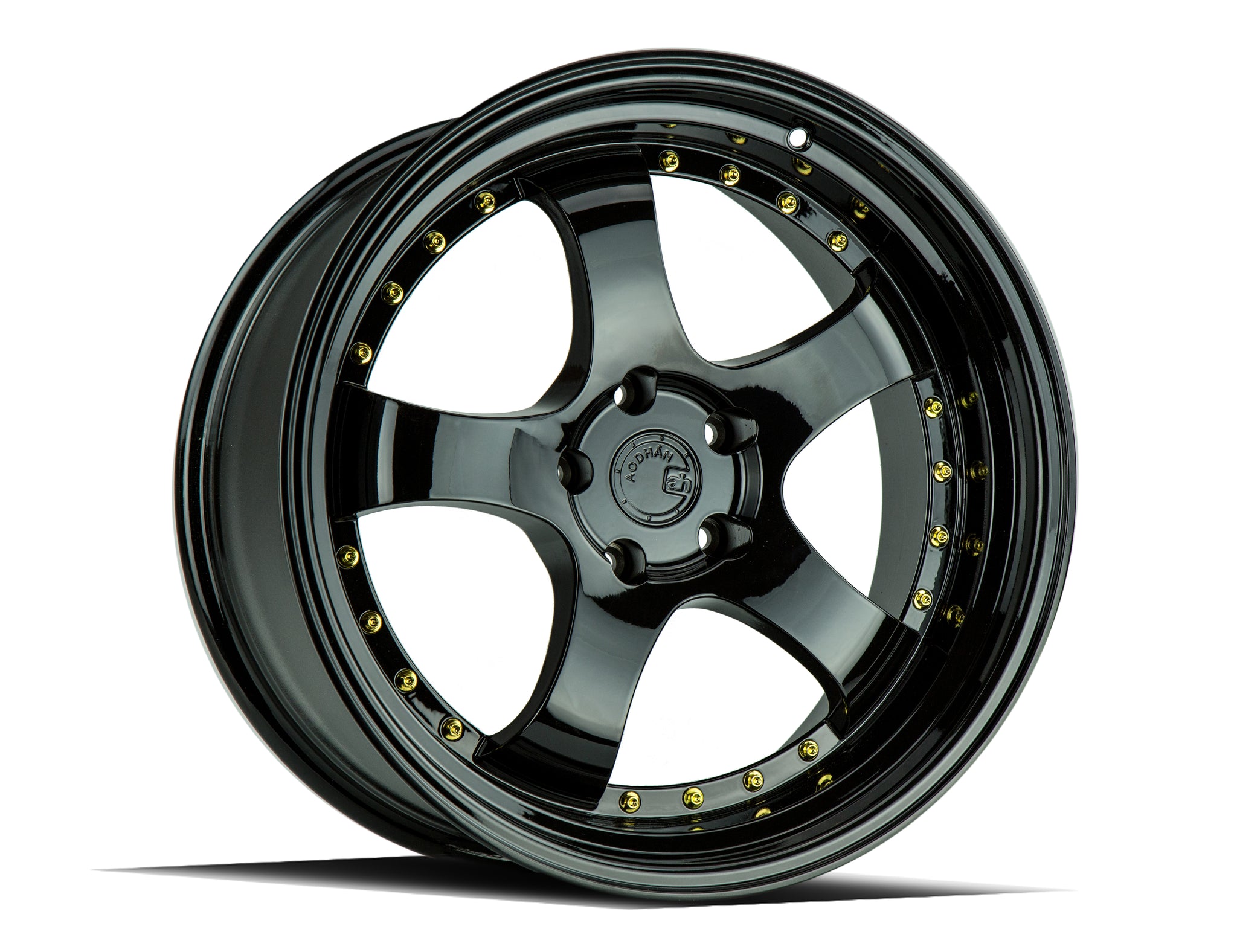 AODHAN AH03 GLOSS BLACK GOLD RIVETS WHEELS | 18X10.5 | 5X114.3 | OFFSET: 25MM | CB: 73.1MM