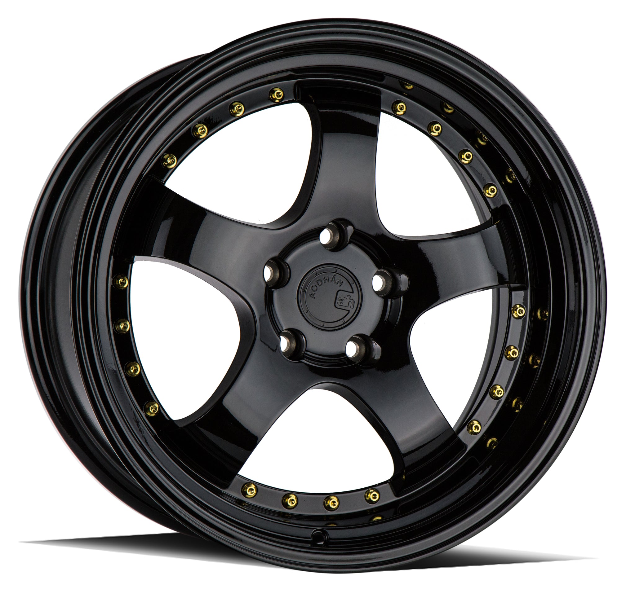 AODHAN AH03 GLOSS BLACK GOLD RIVETS WHEELS | 18X9.5 | 5X114.3 | OFFSET: 30MM | CB: 73.1MM