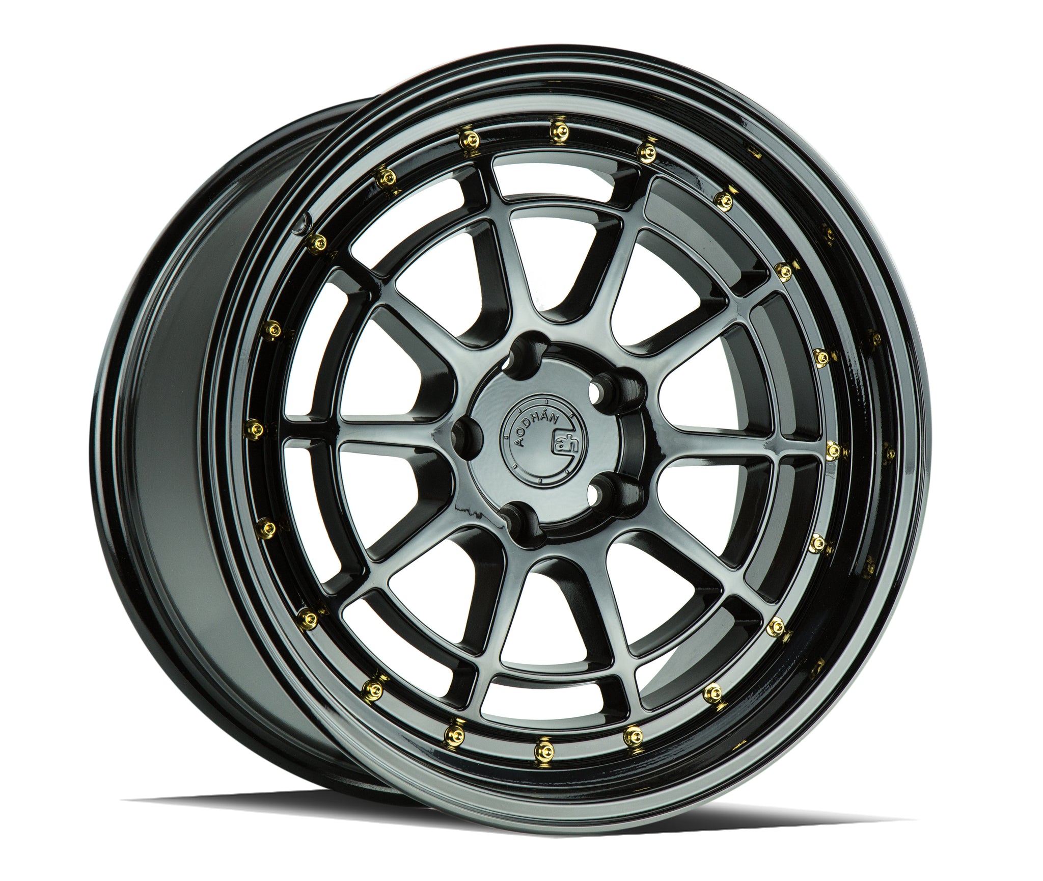 AODHAN AH04 GLOSS BLACK GOLD RIVETS WHEELS | 18X10.5 | 5X114.3 | OFFSET: 25MM | CB: 73.1MM