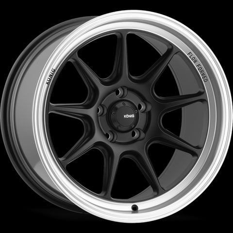 KONIG COUNTERGRAM MATTE BLACK WITH MATTE MACHINED LIP WHEELS | 15X7.5 | 4X100 | OFFSET: 35MM | CB: 73.1MM