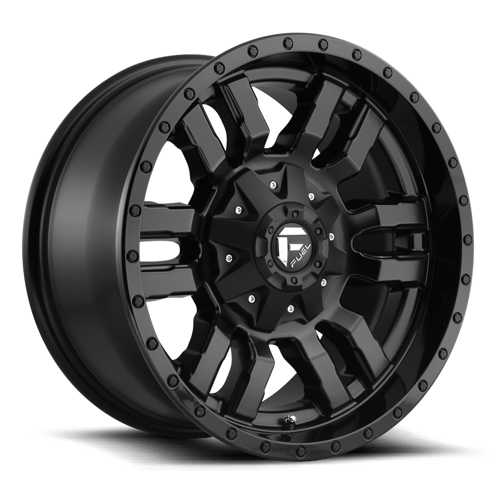 FUEL D596 SLEDGE MATTE BLACK GLOSS BLACK LIP WHEELS | 18X9 | 6X135/6X139.7 | OFFSET: 1MM | CB: 106.1MM