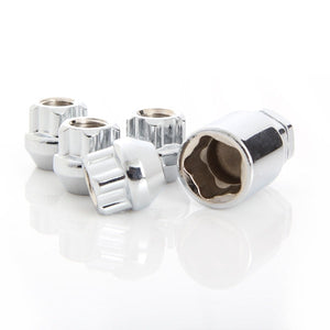 12X1.25 | KIT - OPEN END WHEEL LOCK - 4X | CHROME | CONICAL | 21MM/22MM HEAD