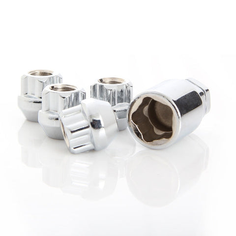 12X1.5 | KIT - OPEN END WHEEL LOCK - 4X | CHROME | CONICAL | 21MM/22MM HEAD