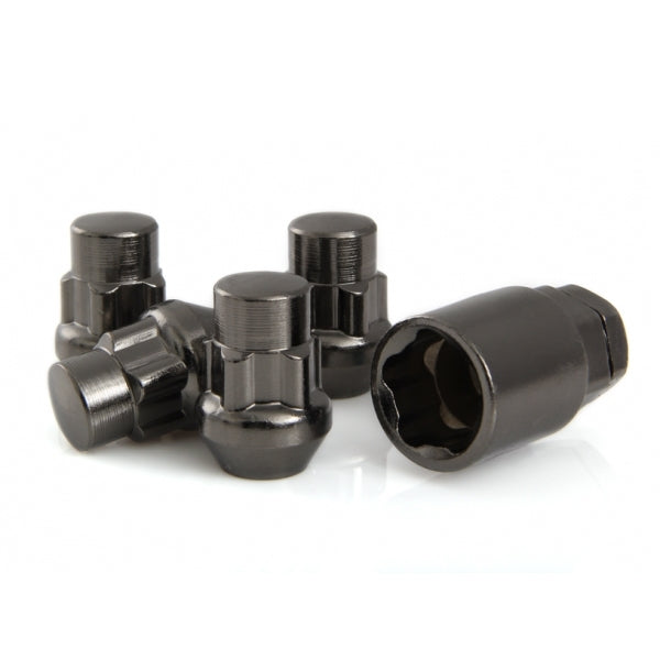 12X1.25 | KIT - ACORN WHEEL LOCK - 4X | BLACK | CONICAL | 19MM/21MM HEAD