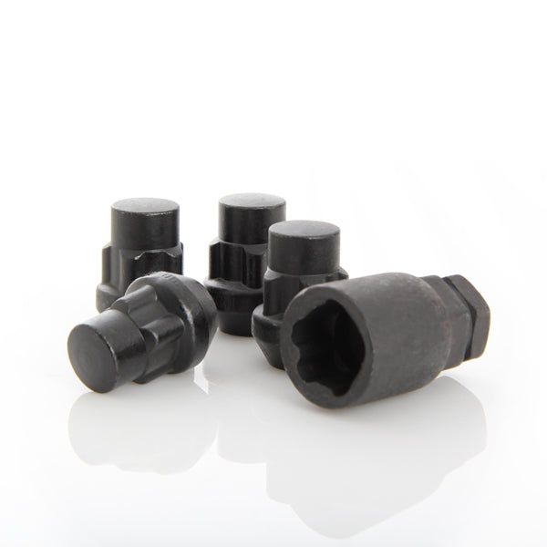 12X1.5 | KIT - ACORN WHEEL LOCK - 4X | BLACK | CONICAL | 19MM/21MM HEAD