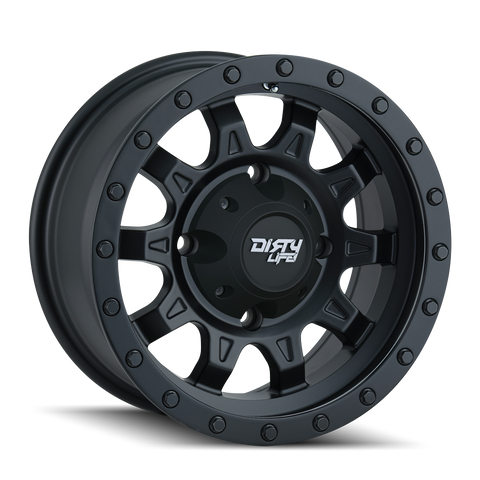 DIRTY LIFE ROADKILL MATTE BLACK WITH SIMULATED RING WHEELS | 15X7 | 4X110 | OFFSET: 13MM | CB: 79.4MM