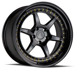 AODHAN DS09 GLOSS BLACK W /GOLD RIVETS WHEELS | 19X8.5 | 5X114.3 | OFFSET: 35MM | CB: 73.1MM