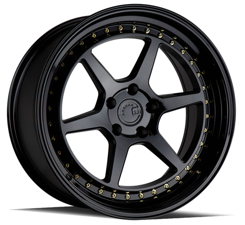 AODHAN DS09 GLOSS BLACK W /GOLD RIVETS WHEELS | 19X11 | 5X114.3 | OFFSET: 15MM | CB: 73.1MM