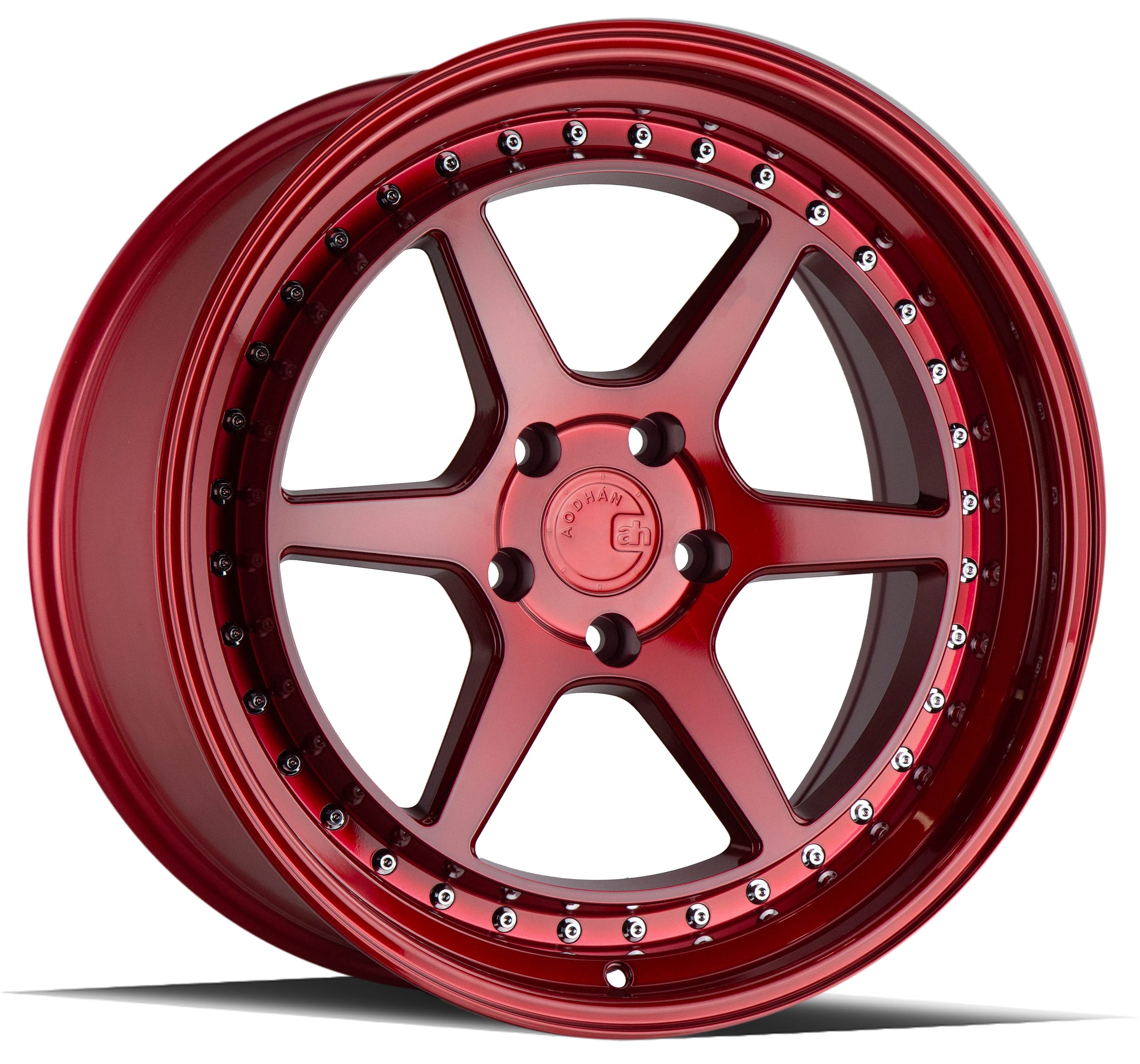 AODHAN DS09 CANDY RED WITH CHROME RIVETS WHEELS | 18X9.5 | 5X114.3 | OFFSET: 15MM | CB: 73.1MM