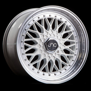 JNC JNC004 WHITE WITH MACHINED LIP WITH CHROME RIVETS WHEELS | 17X8.5 | 5X112/5X120 | OFFSET: 15MM | CB: 72.6MM