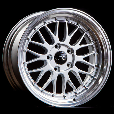 JNC JNC005 SILVER WITH MACHINED LIP WITH CHROME RIVETS WHEELS | 17X9.5 | 4X100/4X114.3 | OFFSET: 32MM | CB: 73.1MM