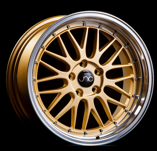 JNC JNC005 GOLD WITH MACHINED LIP WITH CHROME RIVETS WHEELS | 18X9 | 5X100 | OFFSET: 34MM | CB: 73.1MM