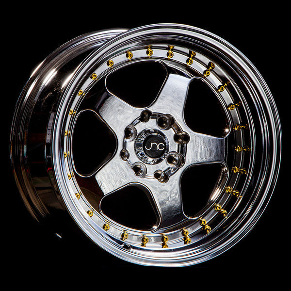 JNC JNC010 PLATINUM WITH GOLD RIVETS WHEELS | 16X8 | 4X100/4X114.3 | OFFSET: 25MM | CB: 73.1MM