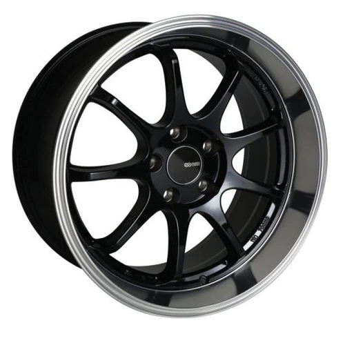 ENKEI TENJIN GLOSS BLACK WITH MACHINED LIP WHEELS | 17X9 | 5X100 | OFFSET: 45MM | CB: 72.6MM