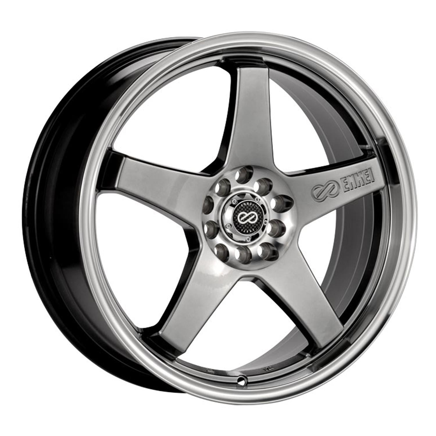 ENKEI EV5 HYPER BLACK WITH MACHINED LIP WHEELS | 17X7 | 4X100/4X108 | OFFSET: 45MM | CB: 72.6MM