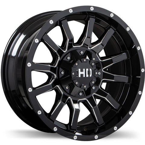 FAST TRAXX GLOSS BLACK WITH MILLED TRIM WHEELS | 20X12 | 8X170 | OFFSET: -44MM | CB: 125MM