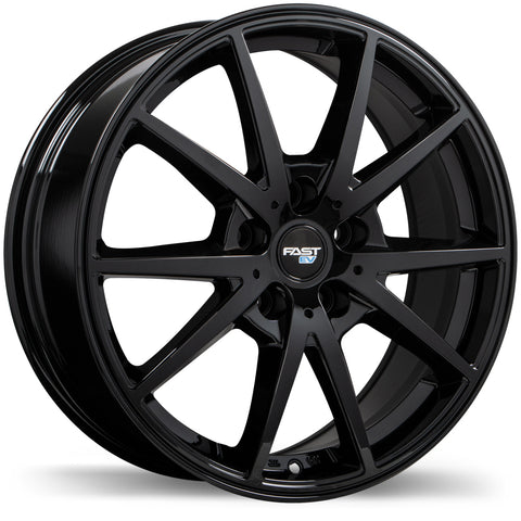 FAST EV02 GLOSS BLACK WHEELS | 17X6.5 | 5X114.3 | OFFSET: 38MM | CB: 66.1MM