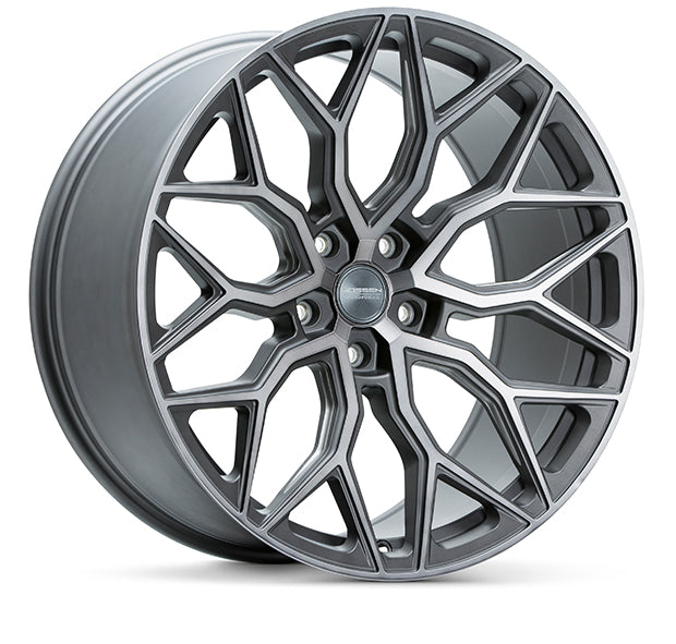 VOSSEN HF2 MATTE GUNMETAL GRAY WITH MACHINED SPOKE FACES AND OUTER LIP AND A DARK TINT WHEELS | 22X10.5 | 5X112 | OFFSET: 30MM | CB: 66.5MM