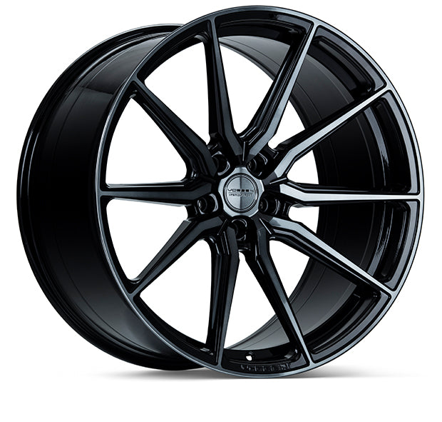 VOSSEN HF3 GLOSS BLACK WITH MACHINED SPOKE FACES AND DOUBLE DARK TINT WHEELS | 22X12 | 5X120 | OFFSET: 25MM | CB: 74.1MM