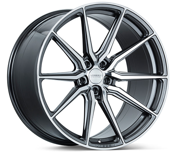 VOSSEN HF3 GLOSS GRAPHITE GRAY WITH MACHINED POLISHED SPOKE FACES WHEELS | 21X9 | 5X120 | OFFSET: 30MM | CB: 72.56MM