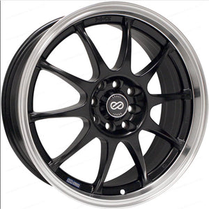 ENKEI J10 GLOSS BLACK WITH MACHINED LIP WHEELS | 16X7 | 5X108/5X115 | OFFSET: 38MM | CB: 72.6MM