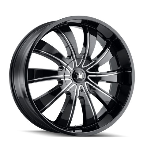 MAZZI 374 ROLLA GLOSS BLACK MILLED WHEELS | 24X9.5 | 5X127/5X139.7 | OFFSET: 18MM | CB: 87MM