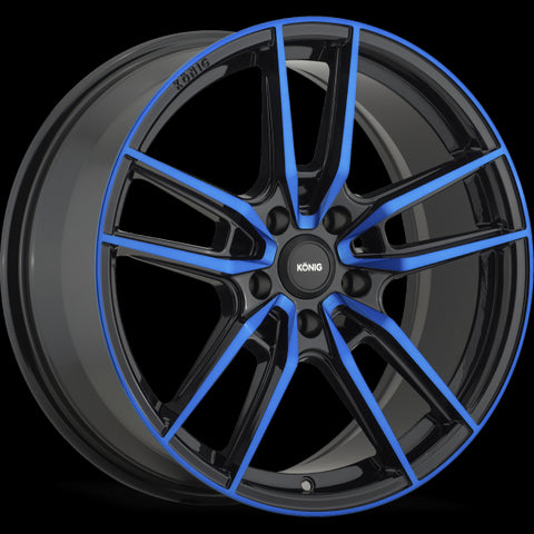 KONIG MYTH GLOSS BLACK WITH BLUE TINTED CLEARCOAT WHEELS | 17X8 | 5X114.3 | OFFSET: 43MM | CB: 73.1MM