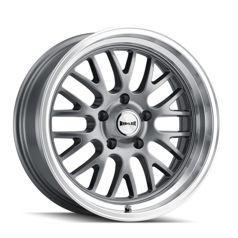 RIDLER 607 GREY WITH MACHINED LIP WHEELS | 18X8 | 5X120.65 | OFFSET: 0MM | CB: 83.82MM