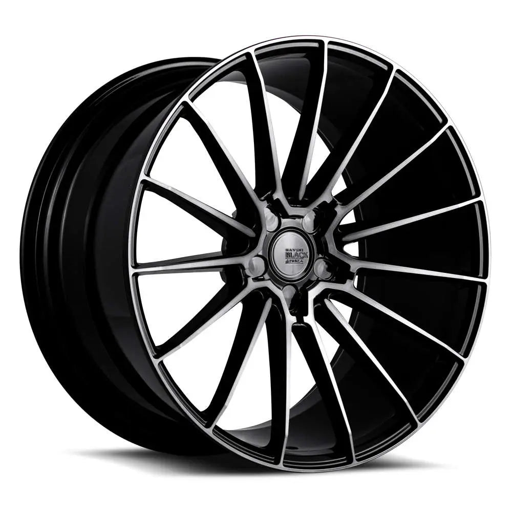 SAVINI BM16 GLOSS BLACK WITH MACHINED SPOKE FACES AND A DOUBLE DARK TINT WHEELS | 20X8.5 | 5X114.3 | OFFSET: 33MM | CB: 74.1MM
